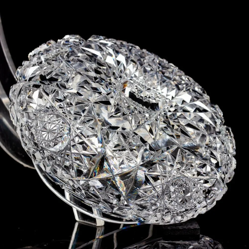 American Brilliant Cut Crystal Vanity Jar | Antique Collectible | Crystal Powder